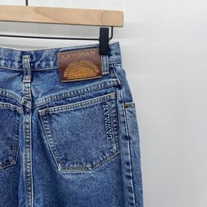 VTG 90s Lawman Denim Jeans Womens 9 High Rise Tapered Leg Button Fly 3D‎ Logo